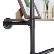 116 cm Wall-Mounted Pipe Garment Rack with 2 Shelves – 2 Finishes