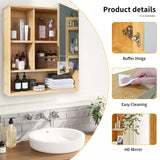 Wall Medicine Cabinet Natural Bamboo Bathroom Vanity Mirror 5 Open Storage Shelf