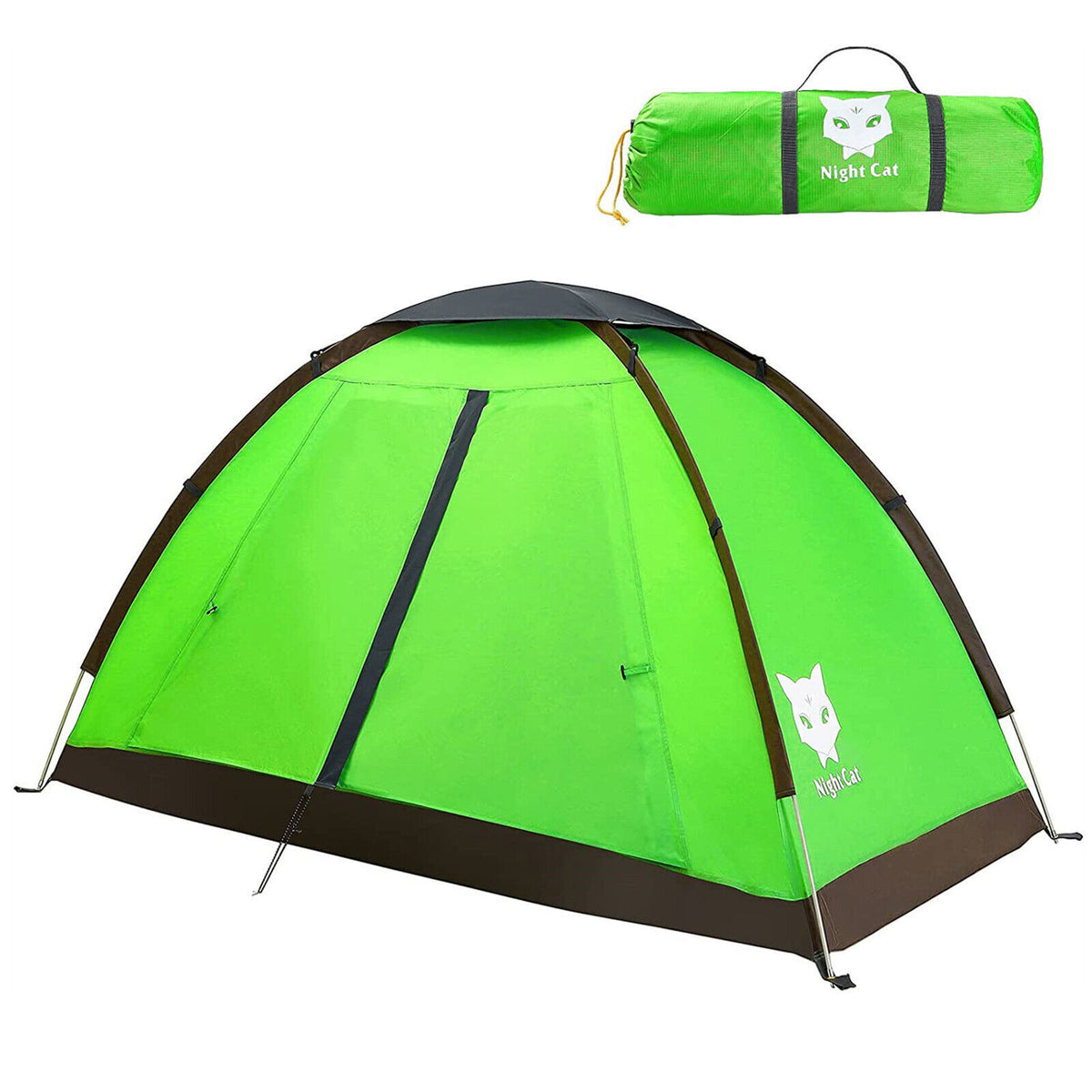 Night Cat Backpacking Tent for One 1 to 2 Persons Lightweight Waterproof Camping Hiking Tent for Adults Kids Scouts Easy Setup Single Layer 2.2x1.2m