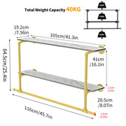 116 cm Wall-Mounted Pipe Garment Rack with 2 Shelves – 2 Finishes