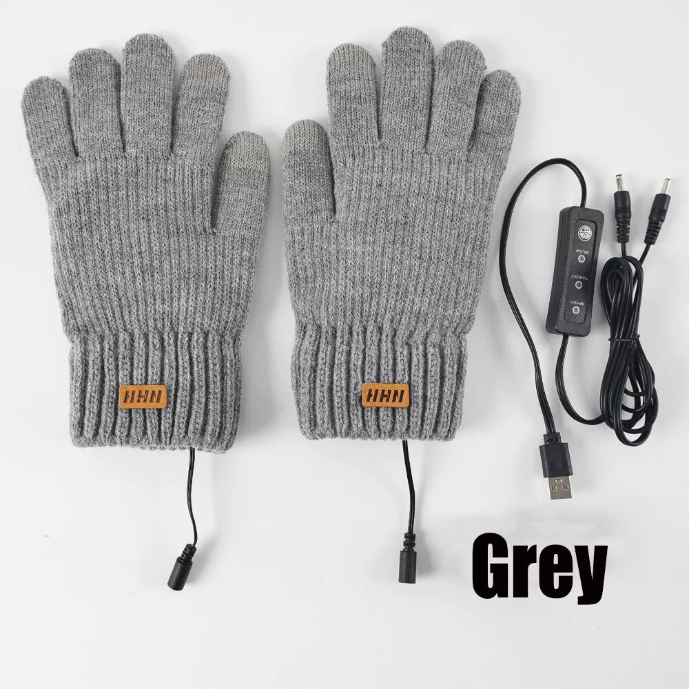 5V USB Heated Touchscreen Gloves – Black or Grey