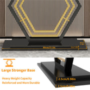 Heavy-Duty Marble-Style Console Table with Geometric Base