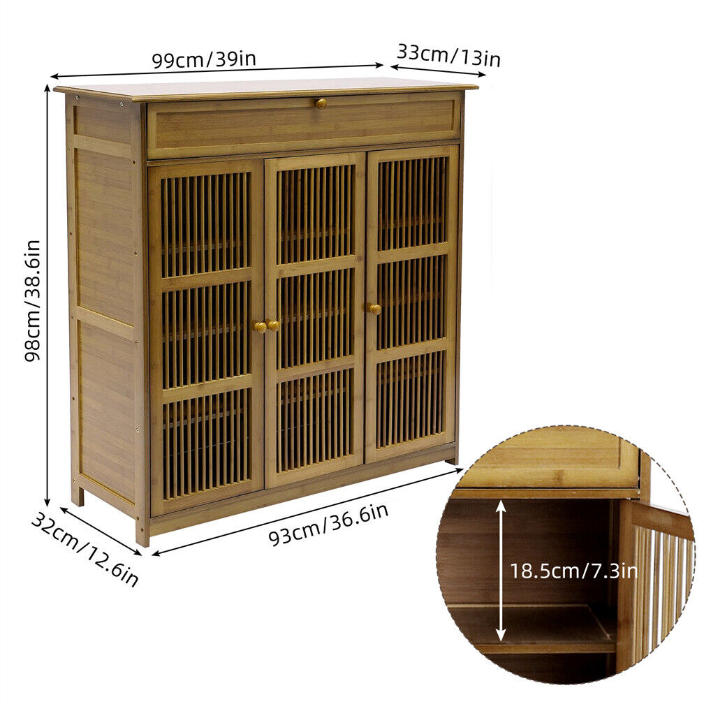 4-Tier Bamboo Shoe Cabinet with Large Drawer – 16–18 Pairs