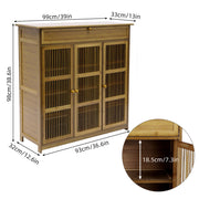 4-Tier Bamboo Shoe Cabinet with Large Drawer – 16–18 Pairs