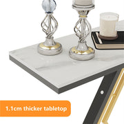 Heavy-Duty Marble-Style Console Table with Geometric Base