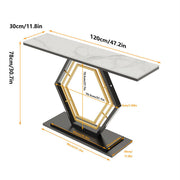 Heavy-Duty Marble-Style Console Table with Geometric Base
