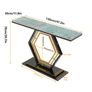Heavy-Duty Marble-Style Console Table with Geometric Base