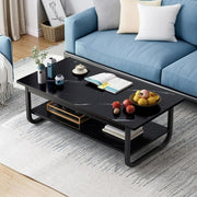 Modern Black Marble-Style Coffee Table