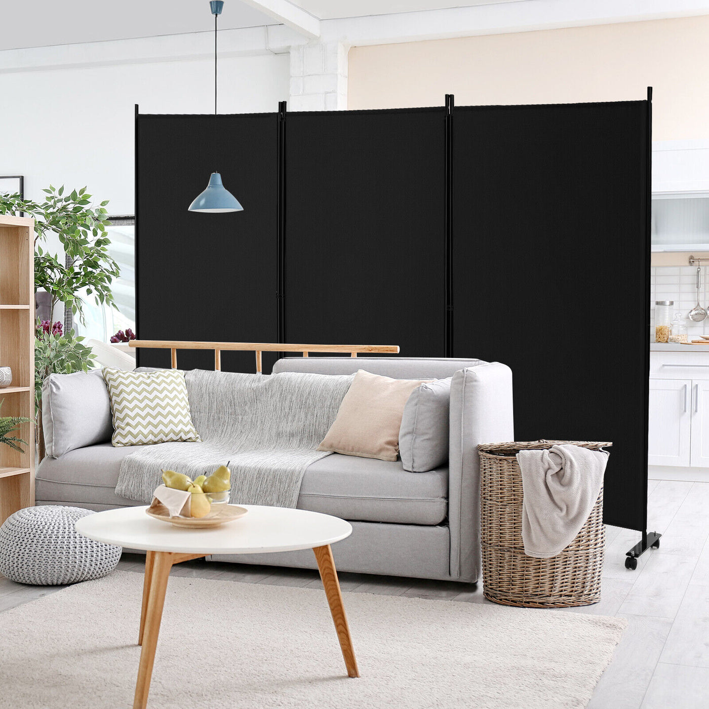 262 × 180 cm 3-Panel Rolling Room Divider – 4 Colours