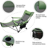 Portable Reclining Camping Chair Footrest,Headrest & Storage Bag,Mesh Recliner