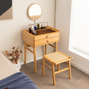 Bamboo Vanity Table with Adjustable Mirror & 2 Drawers