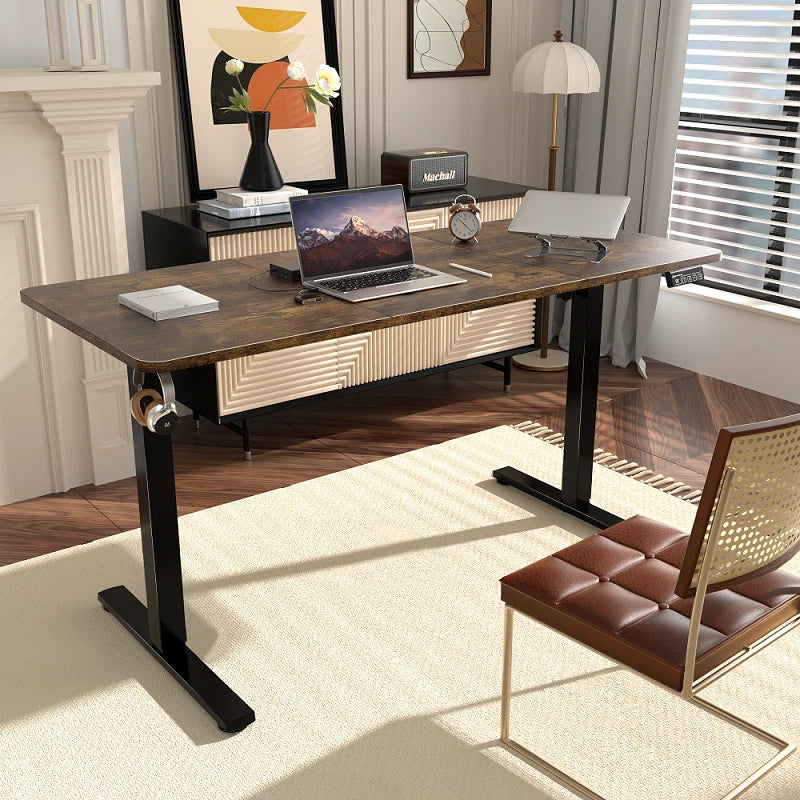 Electric Standing Desk Adjustable Sit Stand Computer Desk Walnut 140cm