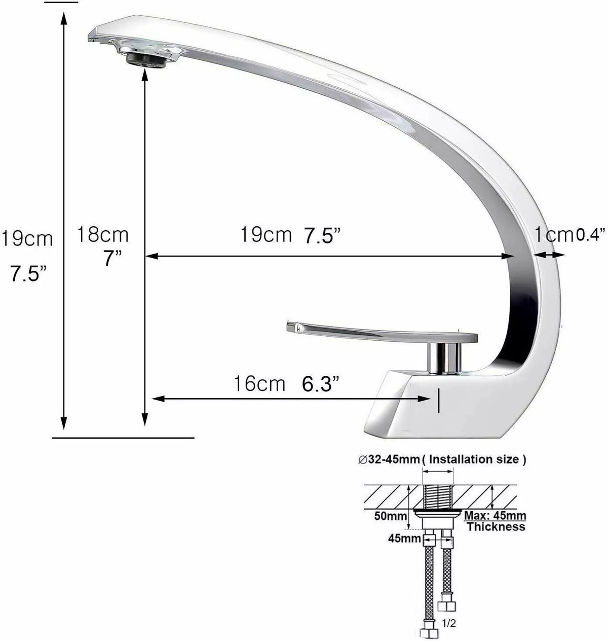 Chrome Single-Lever Bathroom Basin Mixer Tap