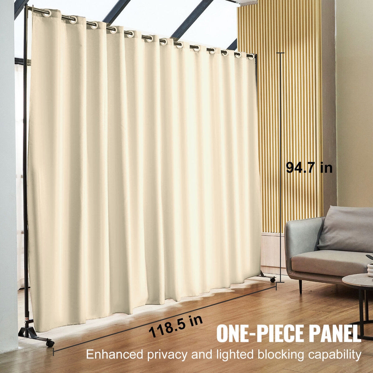 301 × 240 cm Rolling Curtain Room Divider – 2 In-Stock Colours