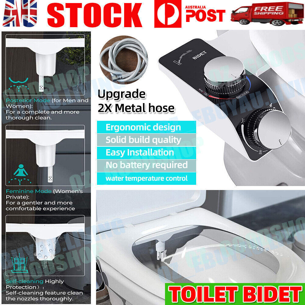 Non-Electric Dual-Nozzle Bidet Attachment – Hot & Cold Inlets