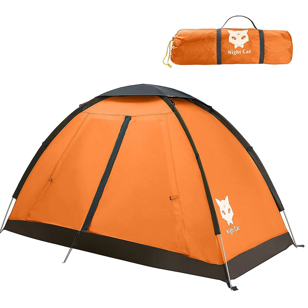 Night Cat Backpacking Tent for One 1 to 2 Persons Lightweight Waterproof Camping Hiking Tent for Adults Kids Scouts Easy Setup Single Layer 2.2x1.2m