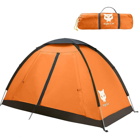 Night Cat Backpacking Tent for One 1 to 2 Persons Lightweight Waterproof Camping Hiking Tent for Adults Kids Scouts Easy Setup Single Layer 2.2x1.2m