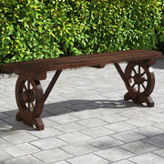 2-Seat Carbonised Fir Garden Bench with Wagon-Wheel Arms