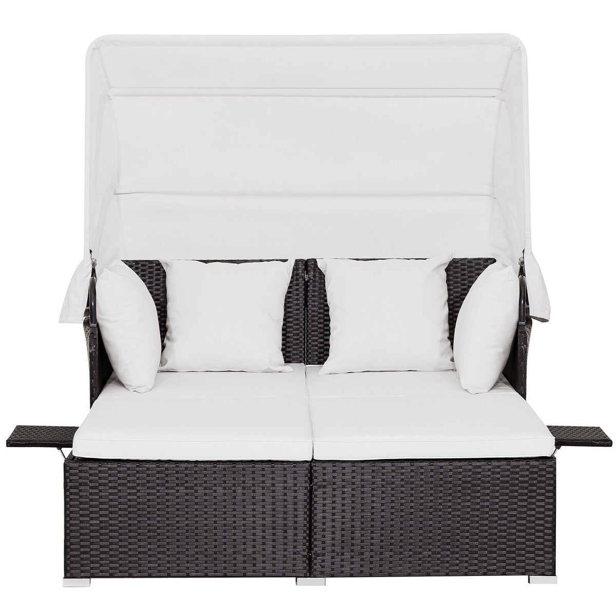 Outdoor Rattan Daybed with Retractable Canopy