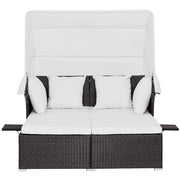 Outdoor Rattan Daybed with Retractable Canopy