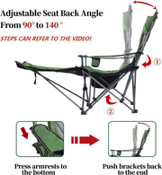 Portable Reclining Camping Chair with Footrest & Headrest