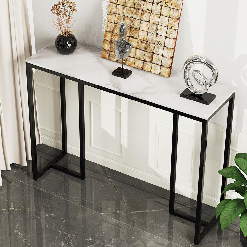 Slim Scratch-Resistant Marble-Style Console Table