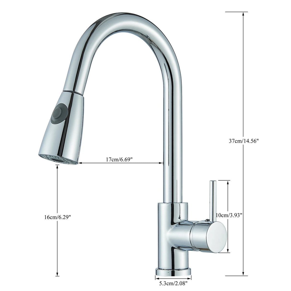 Chrome WELS Kitchen Mixer Tap 360° Pull Out 2-Mode Spray Laundry Sink Faucet