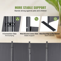 Dark Grey 4-Panel Coated-Fabric Room Divider – 224 × 171cm