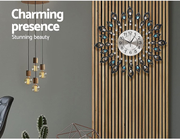60 cm Crystal-Style Peacock Wall Clock