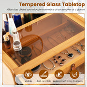 Bamboo Vanity Table with Adjustable Mirror & 2 Drawers