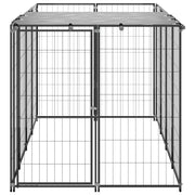 Black Steel Outdoor Dog Kennel Run with Roof