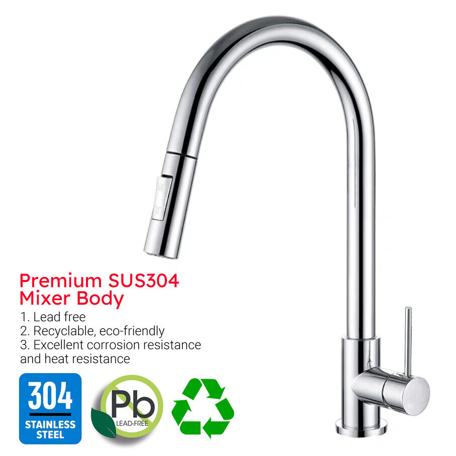 Chrome 2-Mode Pull-Out Kitchen & Laundry Mixer Tap