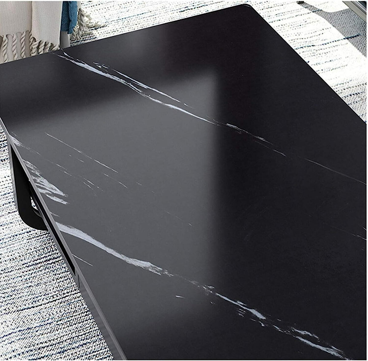 Modern Black Marble-Style Coffee Table