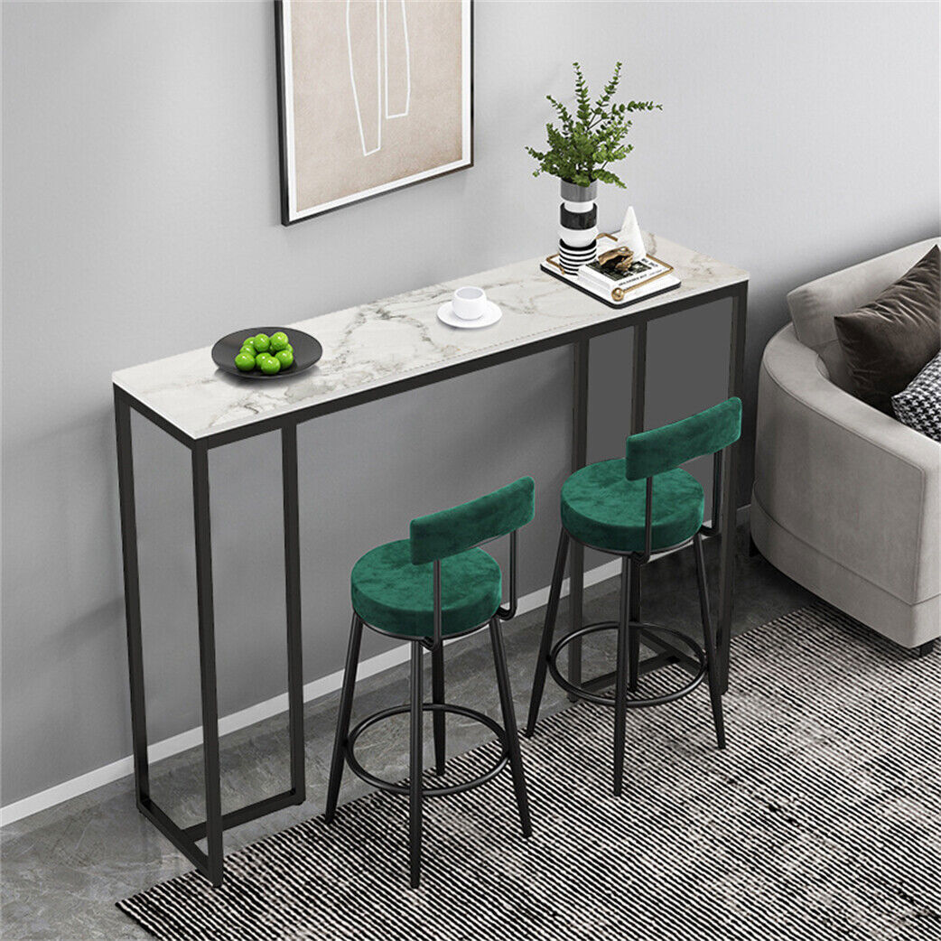 Slim Scratch-Resistant Marble-Style Console Table