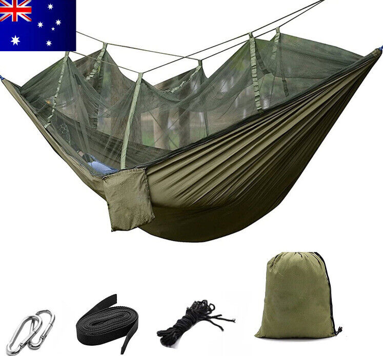 Double Camping Hammock with Integrated Mosquito Net