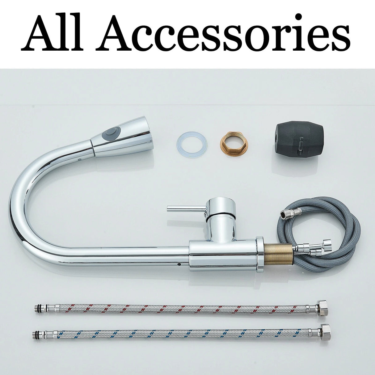 Chrome WELS Kitchen Mixer Tap 360° Pull Out 2-Mode Spray Laundry Sink Faucet