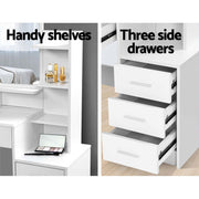 White Four-Drawer Dressing Table, Mirror & Stool Set