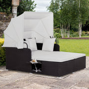 Outdoor Rattan Daybed with Retractable Canopy