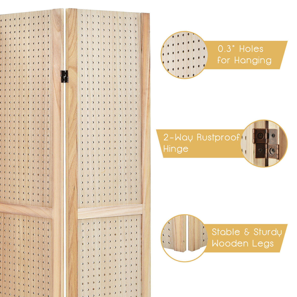 5 ft 4-Panel MDF Pegboard Display Divider