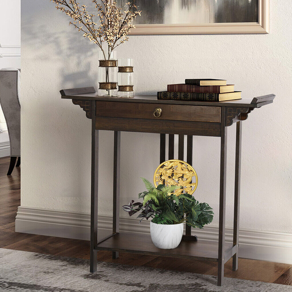 Slim Entryway Console Table with Drawer & Shelf