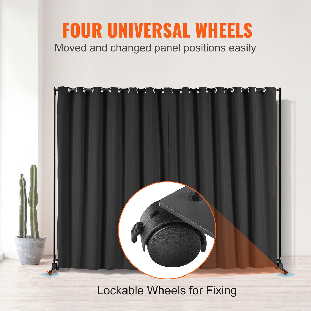 301 × 240 cm Rolling Curtain Room Divider – 2 In-Stock Colours
