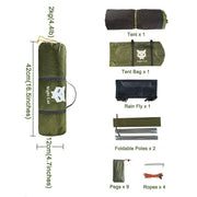 Night Cat Backpacking Tent for One 1 to 2 Persons Lightweight Waterproof Camping Hiking Tent for Adults Kids Scouts Easy Setup Single Layer 2.2x1.2m