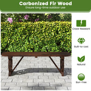 2-Seat Carbonised Fir Garden Bench with Wagon-Wheel Arms