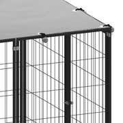 Black Steel Outdoor Dog Kennel Run with Roof