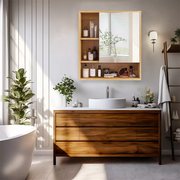 Bamboo Wall-Mounted Mirrored Bathroom Cabinet
