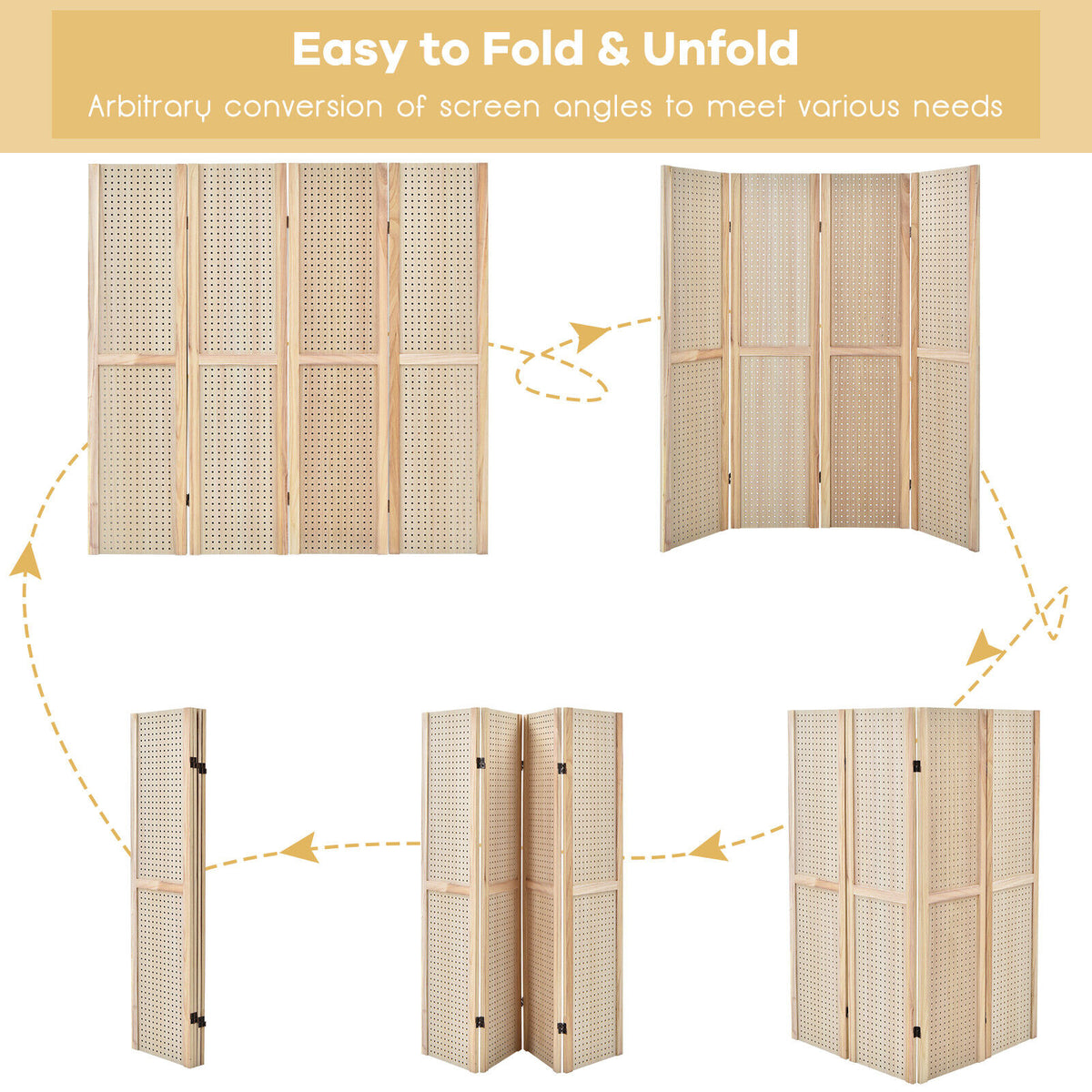 5 ft 4-Panel MDF Pegboard Display Divider