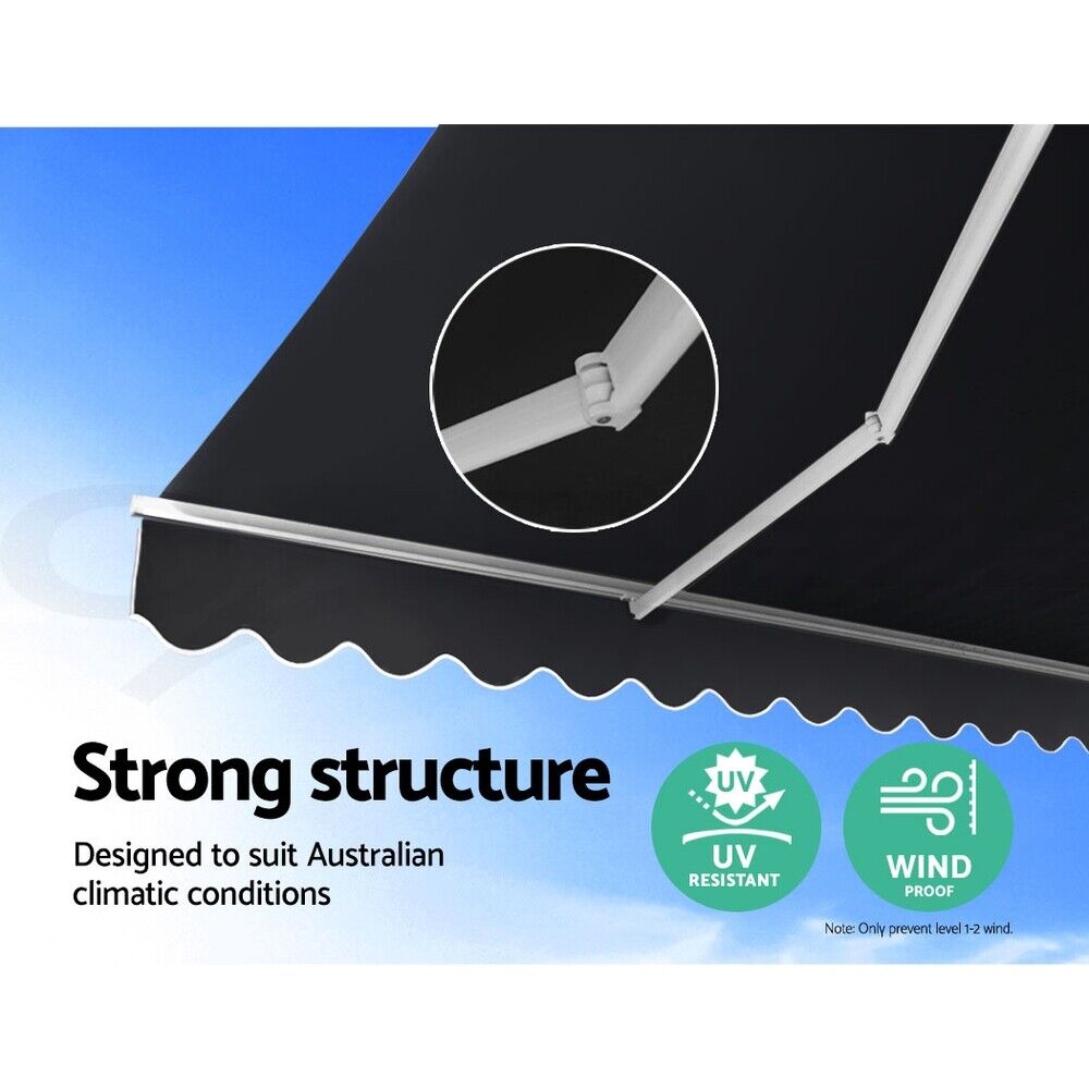 Instahut Folding Arm Outdoor Awning Retractable SunShade Window Canopy Grey