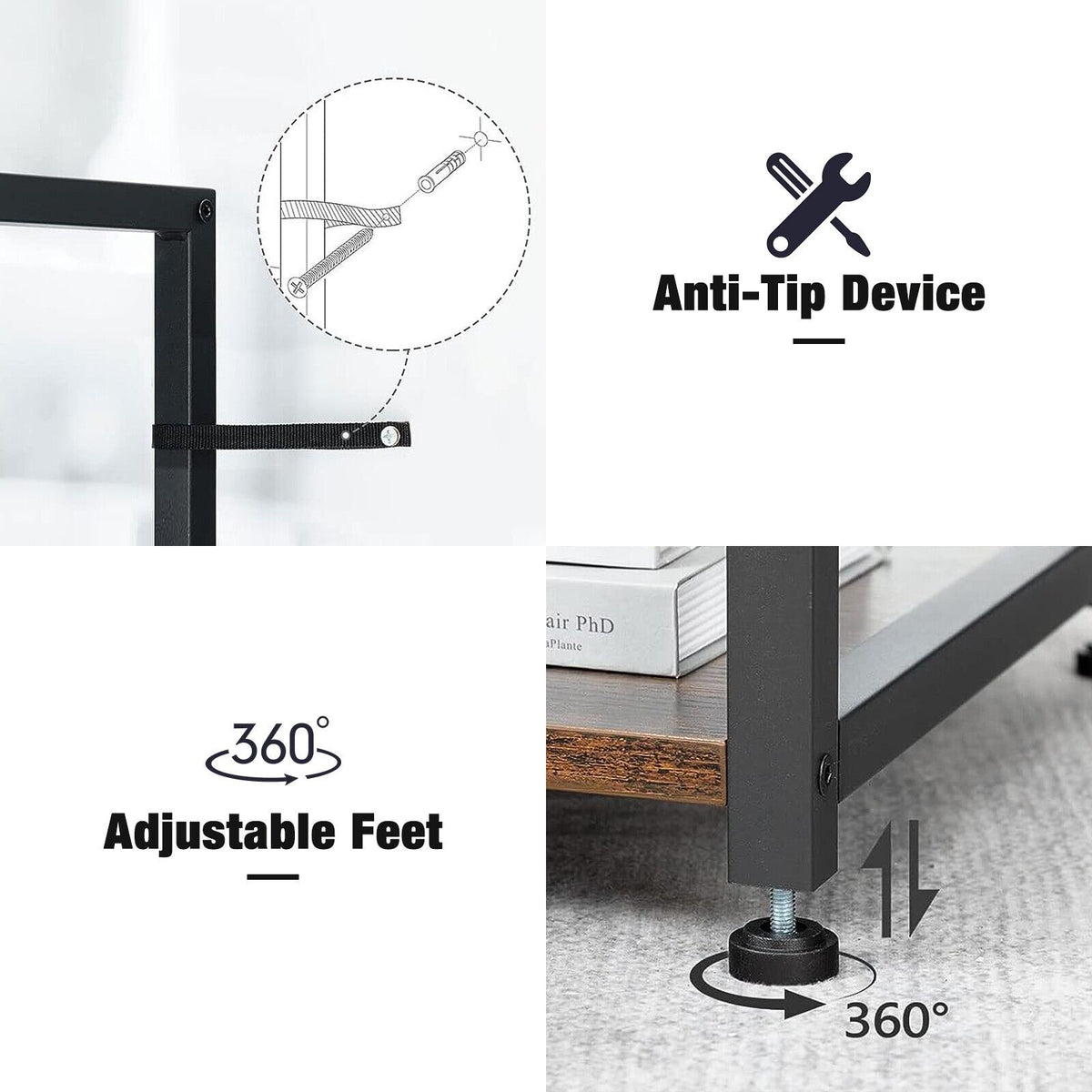 3-Tier Adjustable Rolling Printer Stand