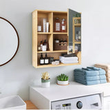 Wall Medicine Cabinet Natural Bamboo Bathroom Vanity Mirror 5 Open Storage Shelf