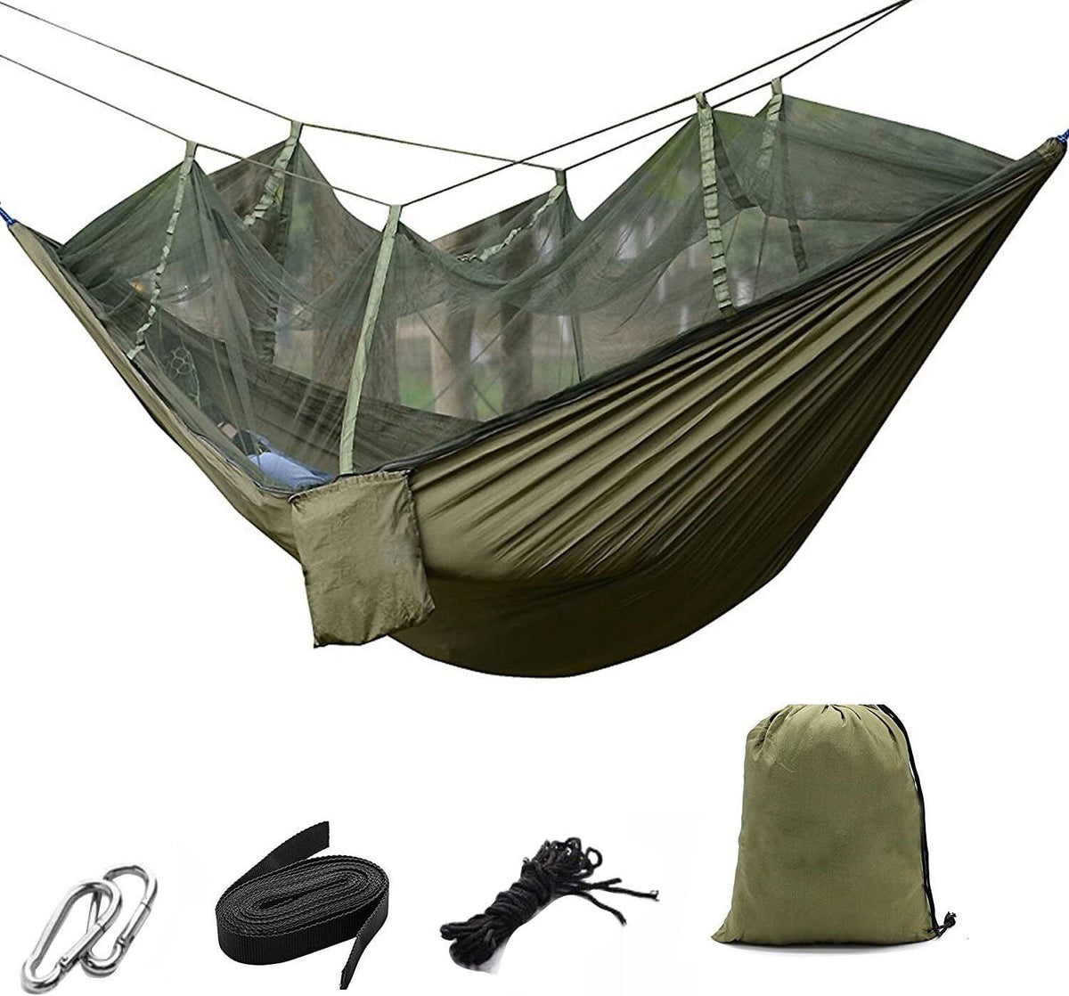 Double Camping Hammock with Integrated Mosquito Net